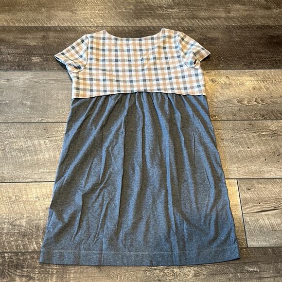 J Jill Plaid Short Sleeve Dress Gray Camel Size M - Picture 3 of 8
